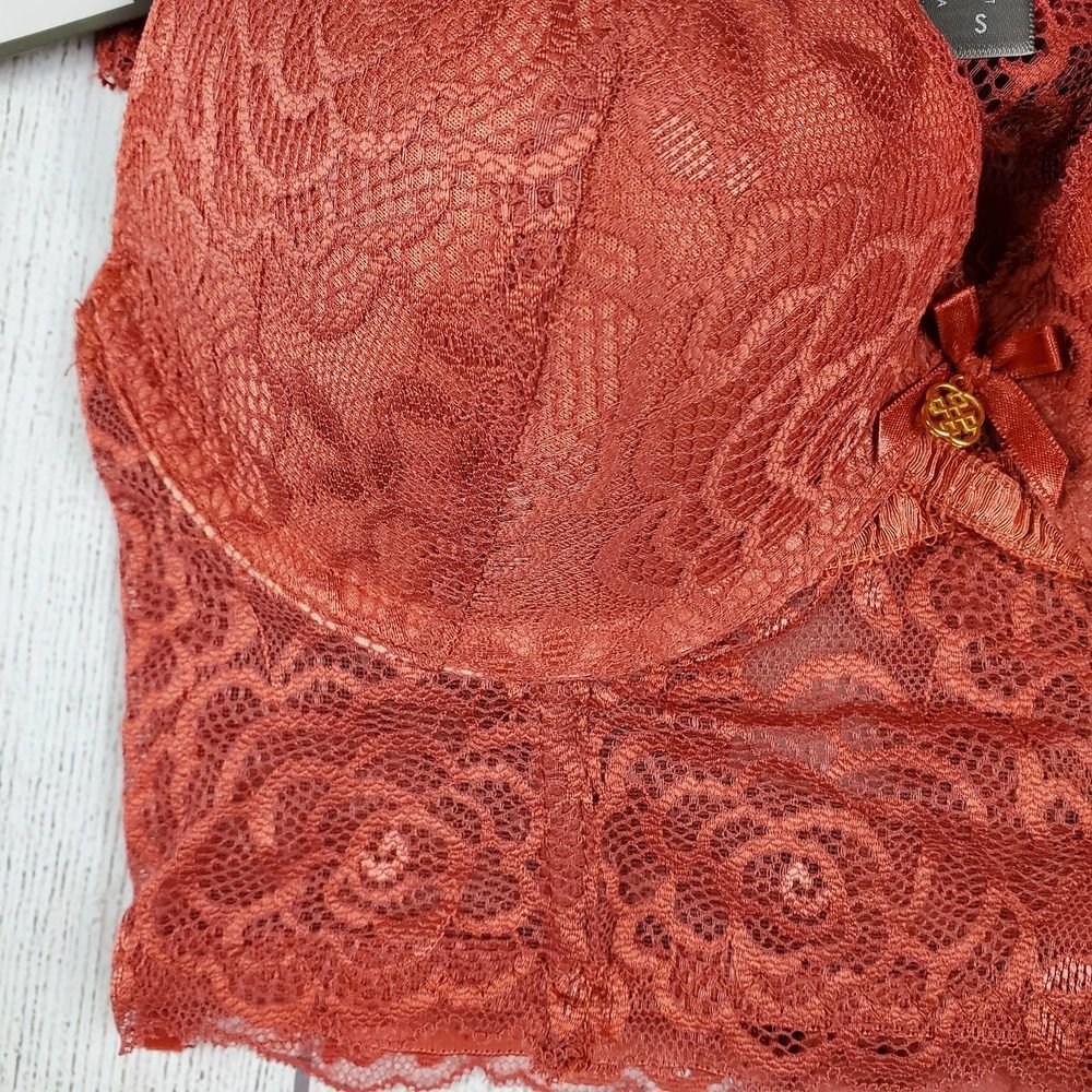 Daisy Fuentes Bra Red 34B Pushup Pantie Set Longline Lace NWT - Picture 3 of 9